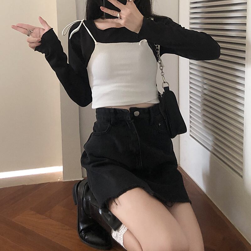 レースTシャツ スプリングソリッド カラーストレッチ ロング エラスティック 伸縮 春物 ソリッドカラー ドラファッションホール45257231760