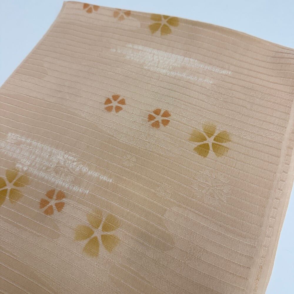 夏帯揚げ 新品 夏用 帯揚 ベージュ 小紋 紬 訪問着 普段着用 礼装用 正絹 絹100% 和装小物 5714