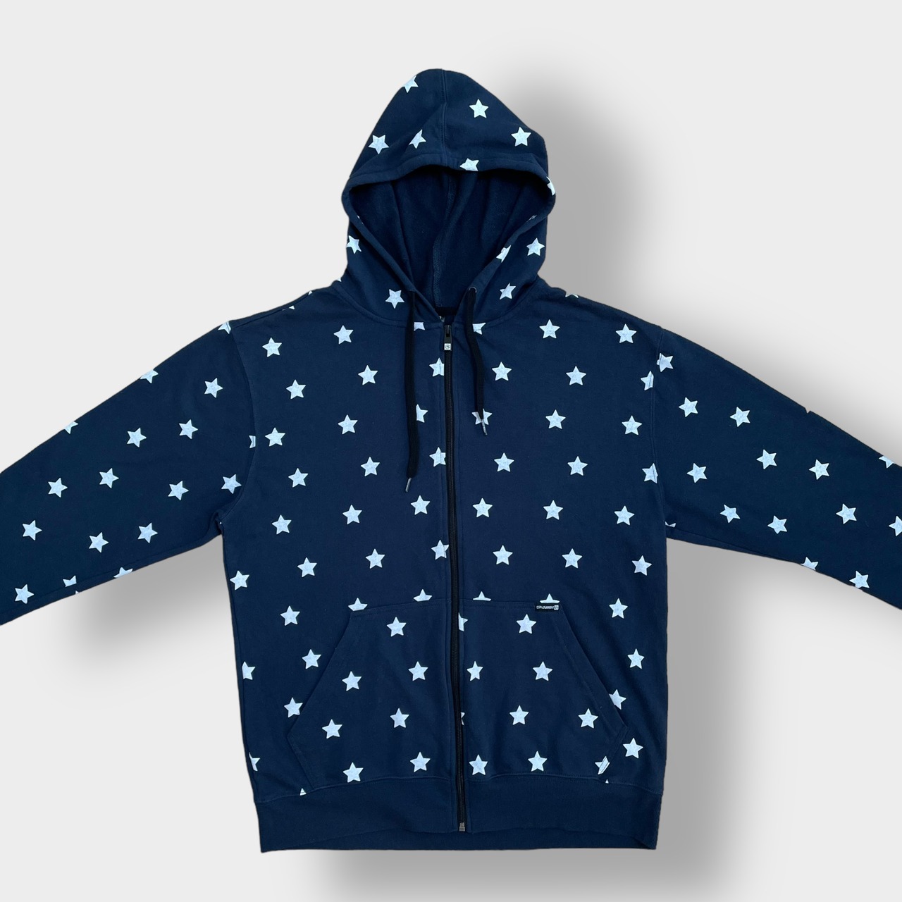 OCEAN CURRENT ジップアップ フルジップ パーカー スウェット フーディー 星 総柄 LARGE us古着