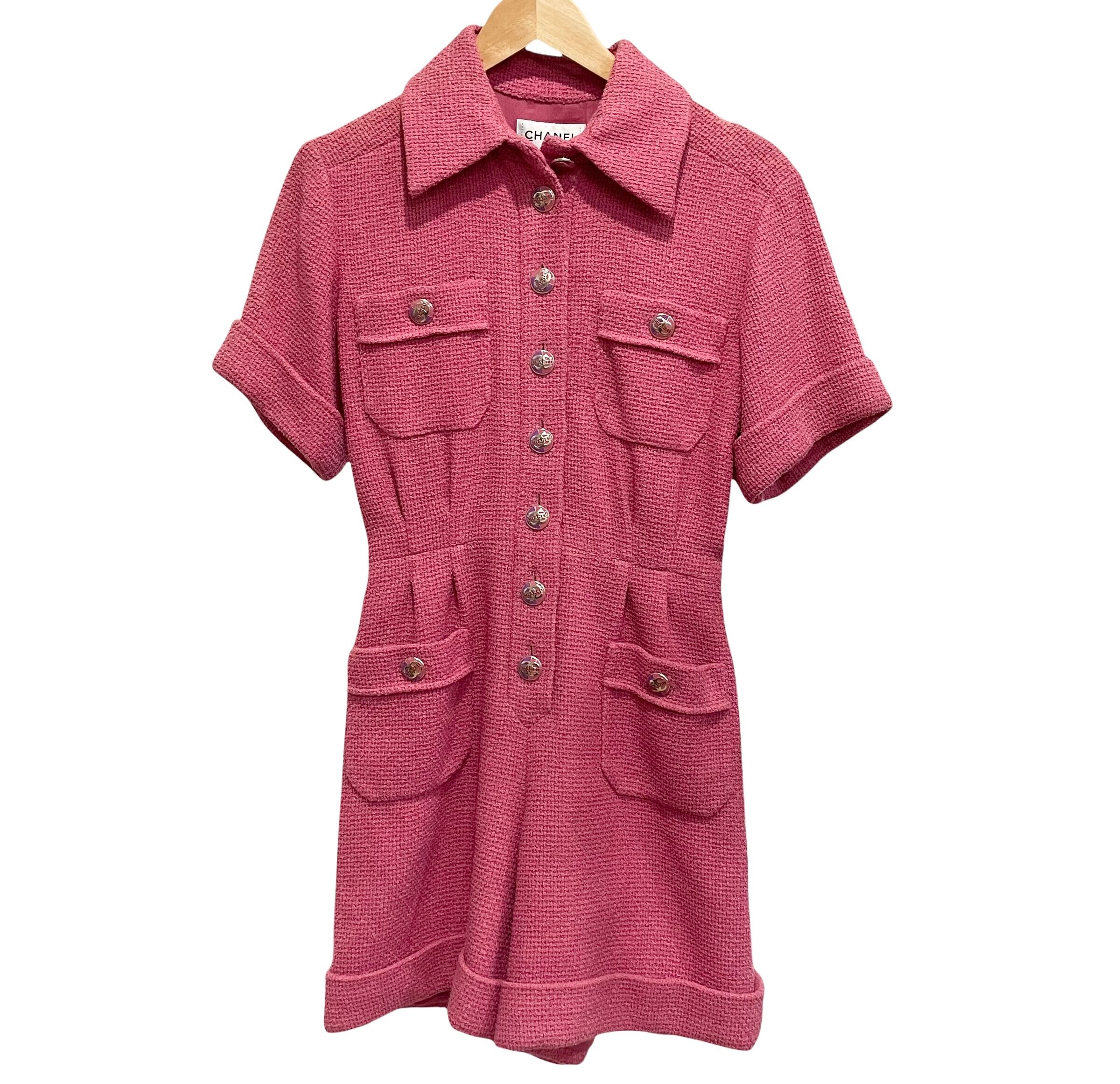 CHANEL シャネル ジャンプスーツ 17P ツイード ピンク