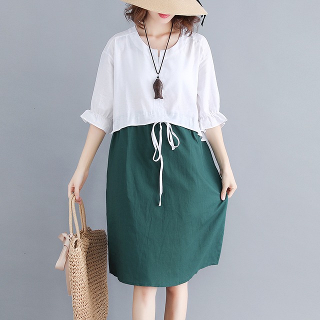 ss ゆったりツートンワンピース Minimalist ss ゆったりツートンワンピース Minimalist