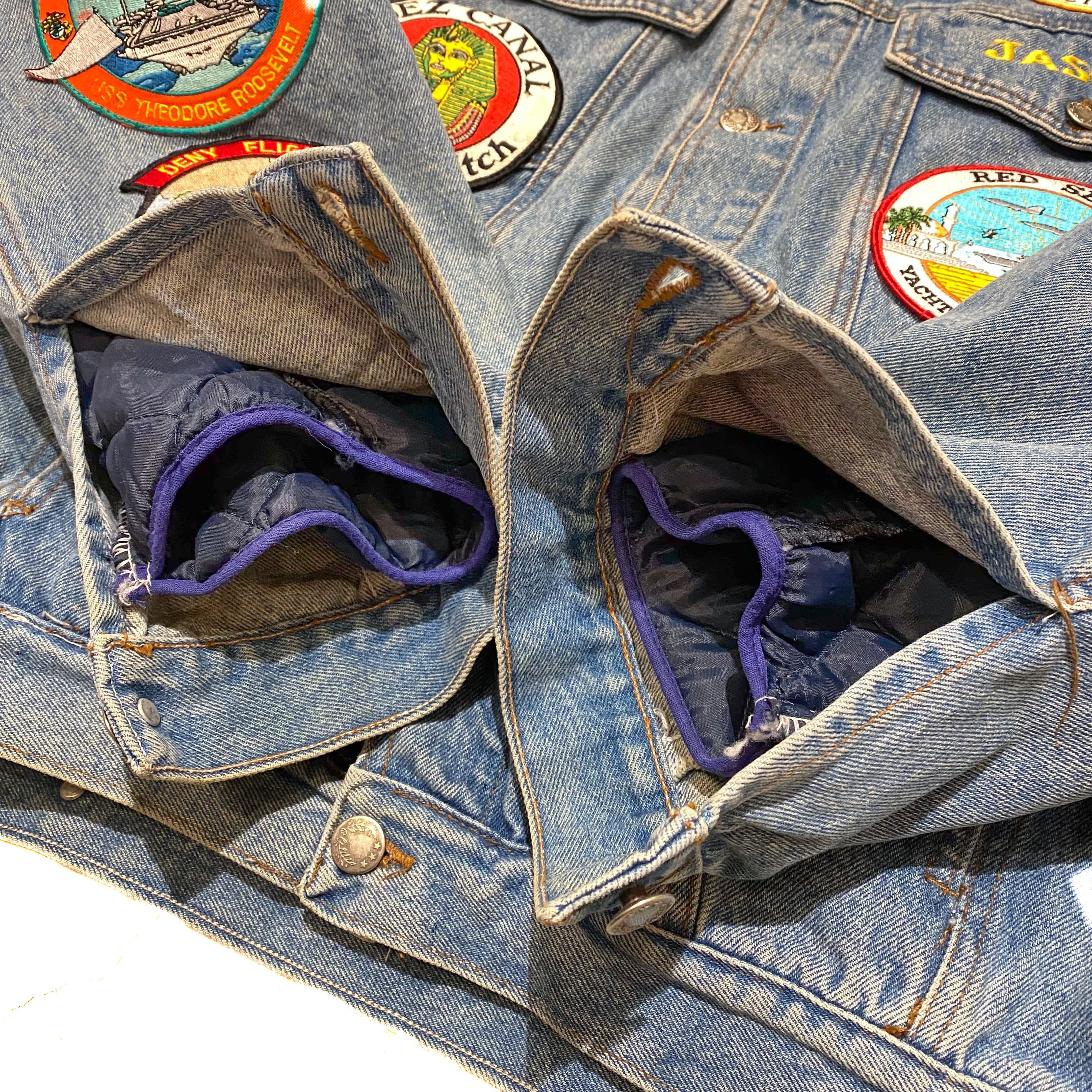 90's US Military Souvenir Denim Jacket ミッキーマウス刺繍 M