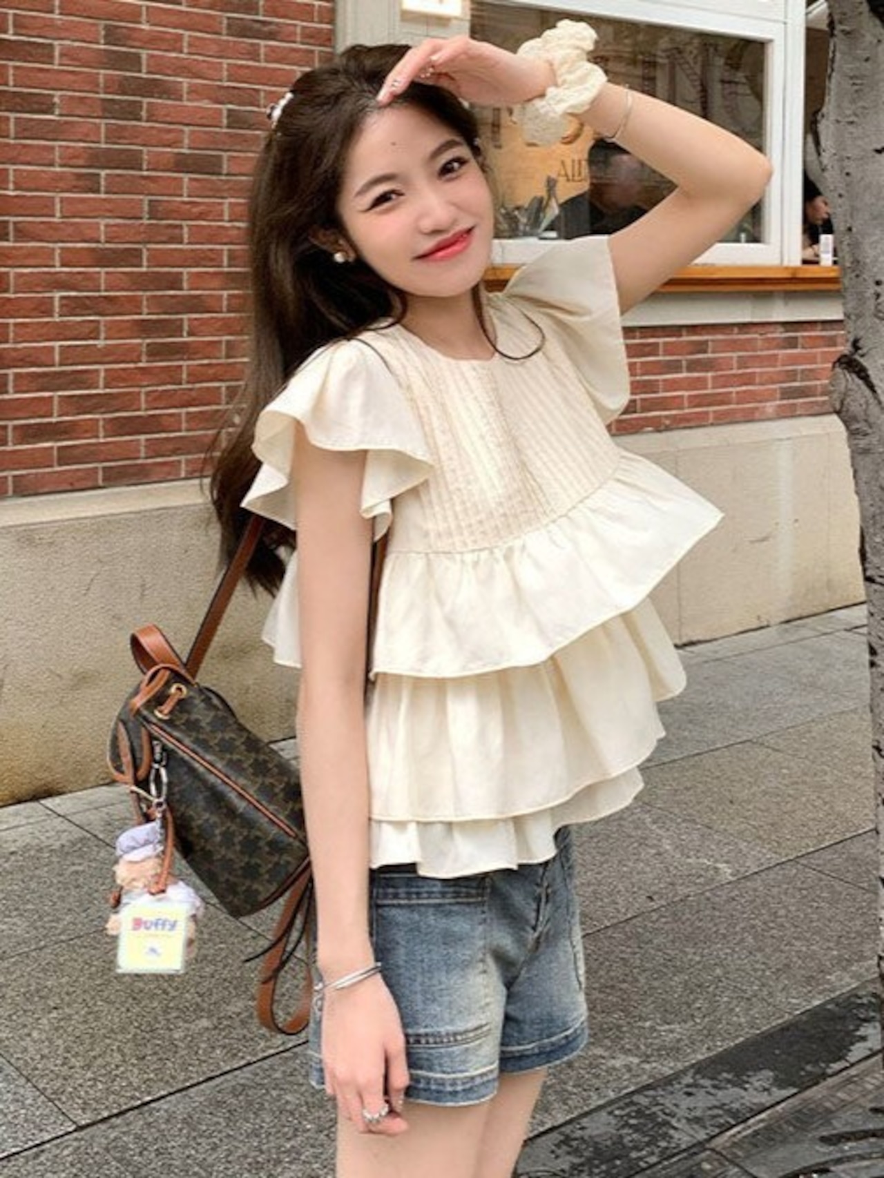 ティアードフリルタックブラウス D1386