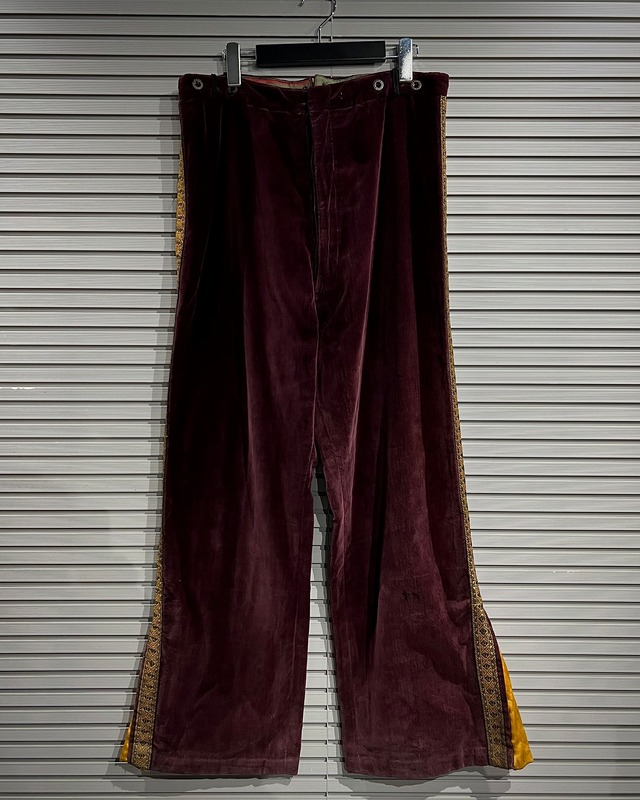 【X VINTAGE】40's〜50's Pleats Switching Vintage Velour Pants