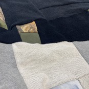 【hoodi56】 Remake Hoodie military Black × denim Gray