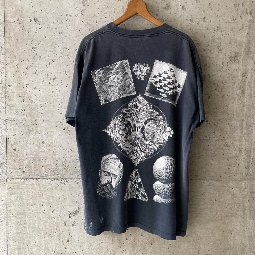 XZ357 90s Tシャツ マルチプリント エッシャー アート ヴィンテージ  