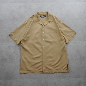 Polo by Ralph Lauren "CALDWELL" open collar shirt Silk Cotton camel [L] 古着