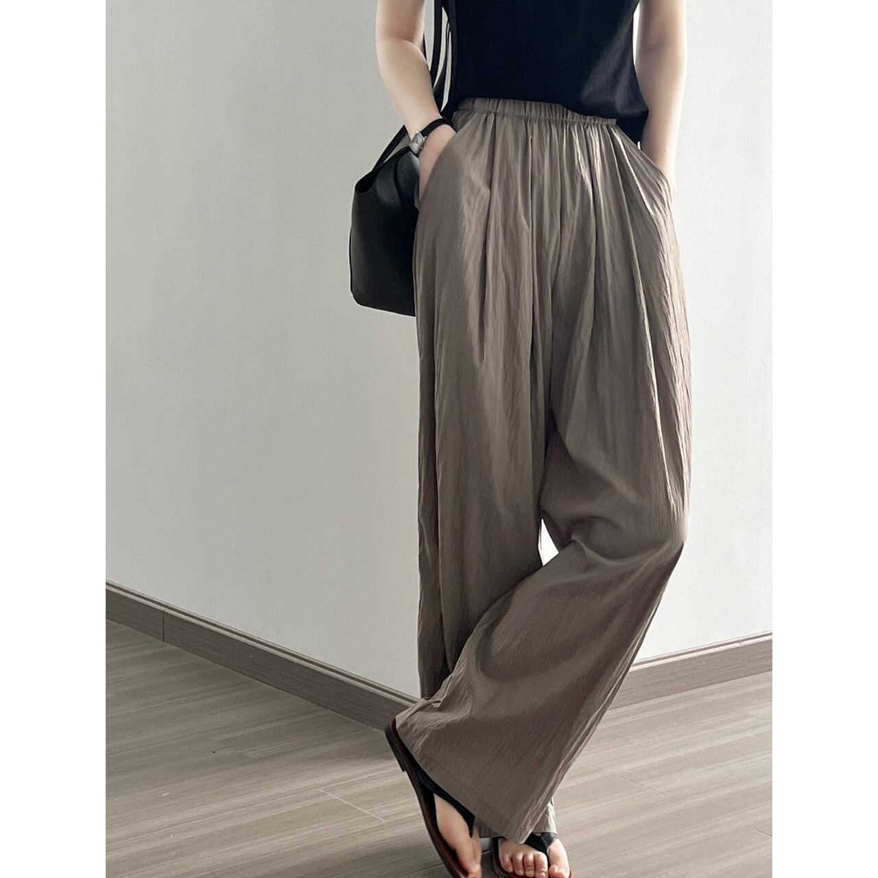 ワッシャープリーツワイドイージーパンツ(4color) PT2141