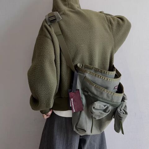 Retro Waxed Canvas 2-Way Messenger & Waist Bag(FD114)