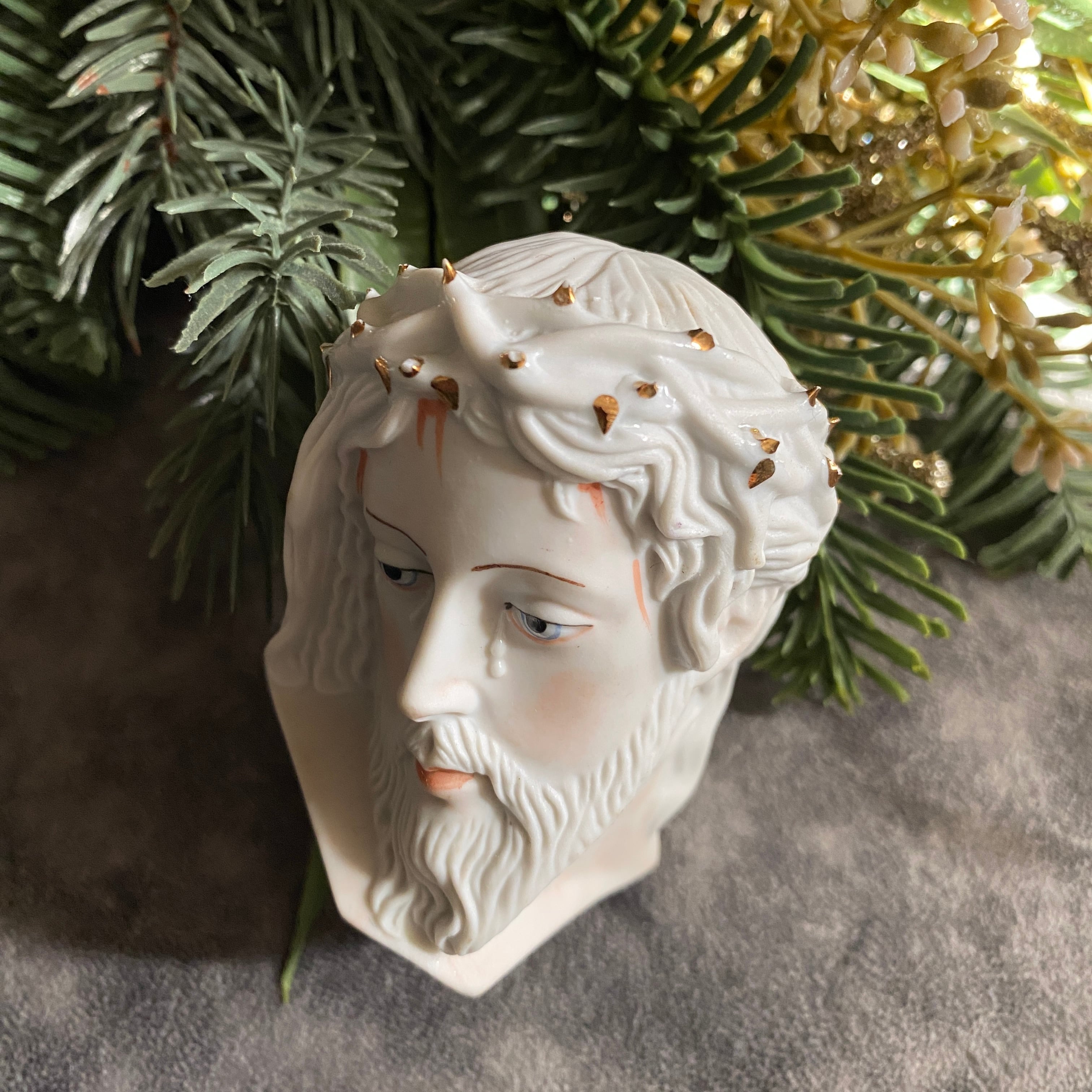 希少《Porcelanas JOPAF》金彩の茨冠✴︎キリストの御顔像 | Antique