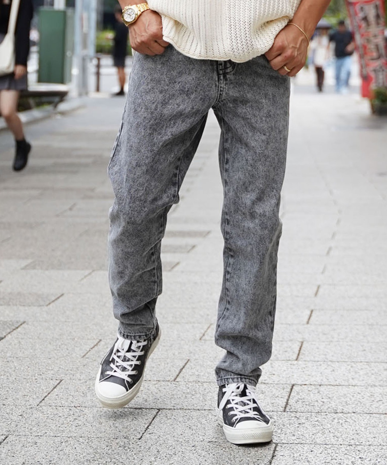 【#Re:room】CHEMICAL WASH TIGHT FIT STRAIGHT DENIM［REP225］