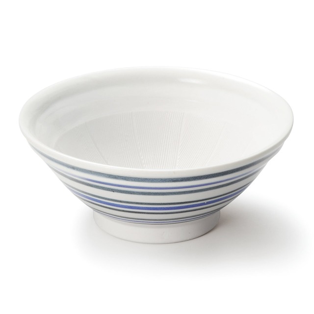 「朝ごはんの風景 asa-gohan」すり鉢 直径約22cm ホワイト×ブルー しまホワイト 美濃焼 288003