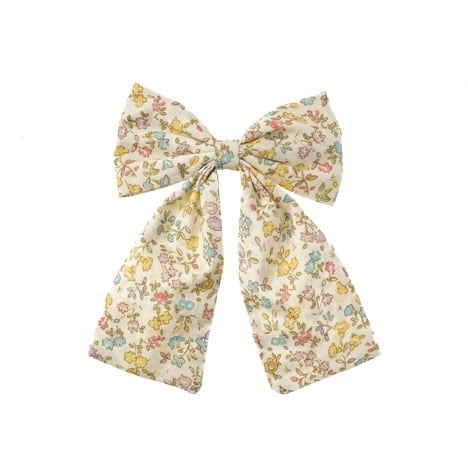 H2540P:Gingham Ruffle Long Bow Clip-PINK