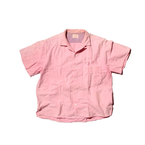 60sVintage PeachPinkChamoisHalfSleeveOpenShirt