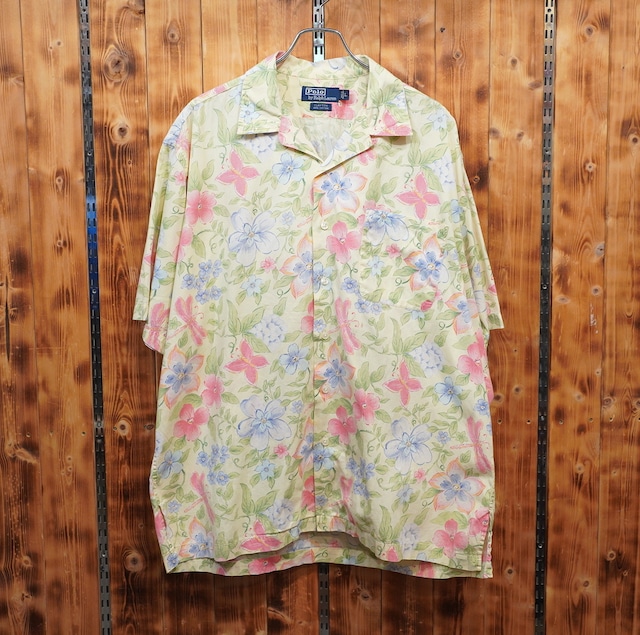 ralphlauren clayton 開襟シャツ L/花柄 オープンカラーシャツ ラルフローレン