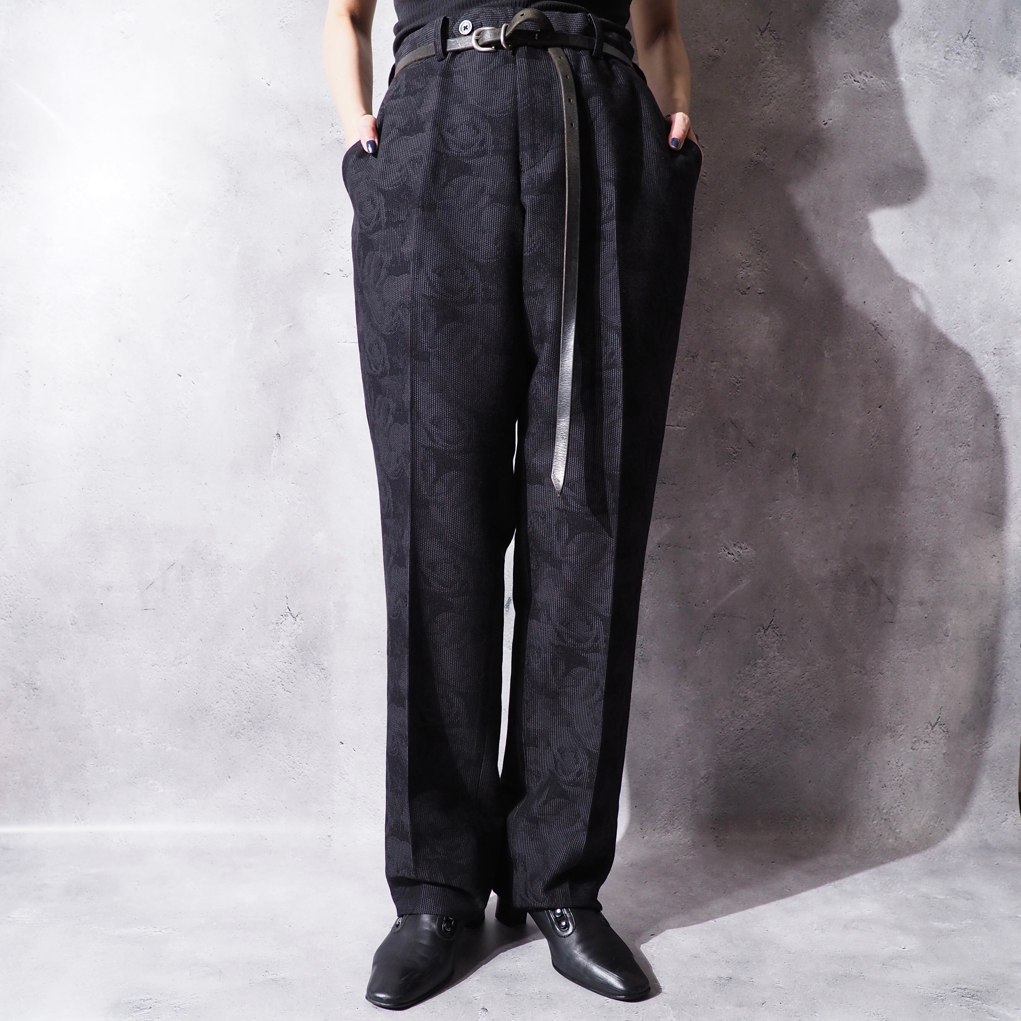 ” INTERMEZZO ” Rose flower printed Beautiful silhouette slacks pants