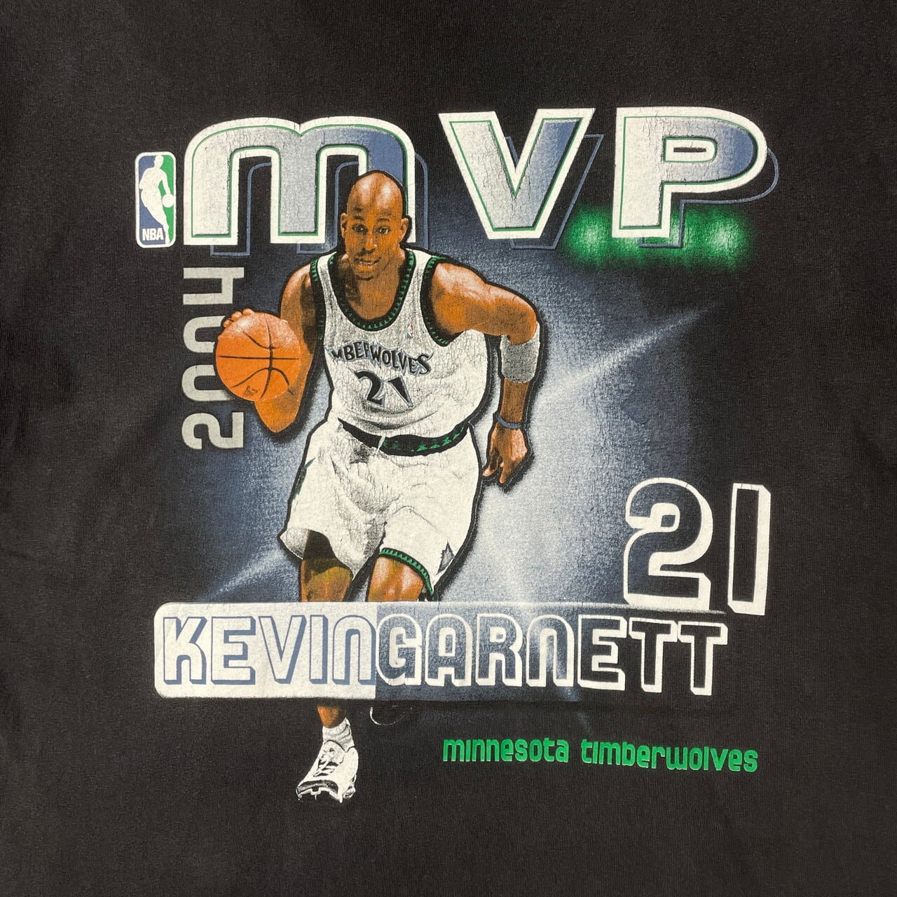 00年代 NBA KEVIN GARNETT MVP 2004 プリント Tシャツ メンズL 古着