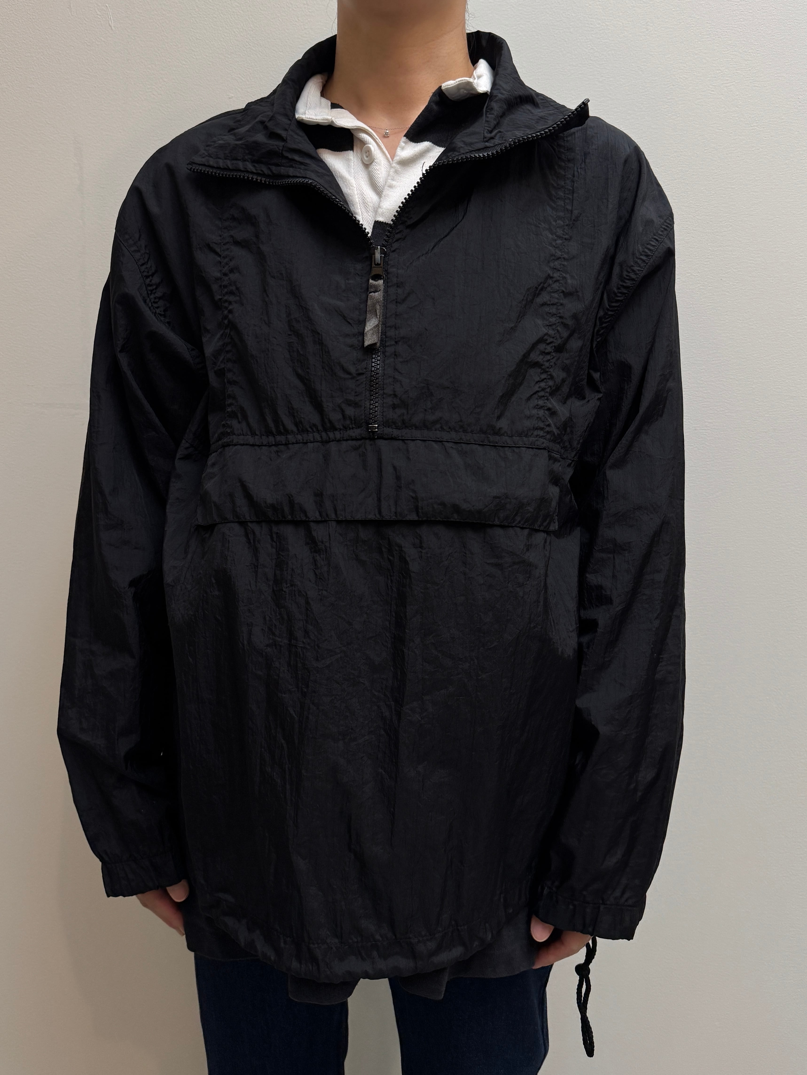 JK16-6 USED NYLON HALF ZIP JACKET -BLACK-