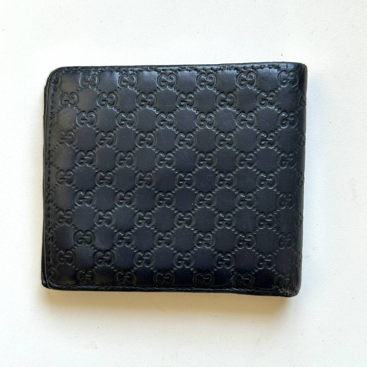 グッチ GUCCI 二つ折り財布 マイクログッチシマ ネイビー | 万福財布