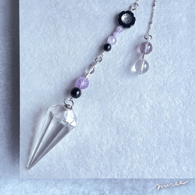 光の記憶を宿すペンデュラム【クリスタル水晶×オニキス】clear quartz pendulum_178