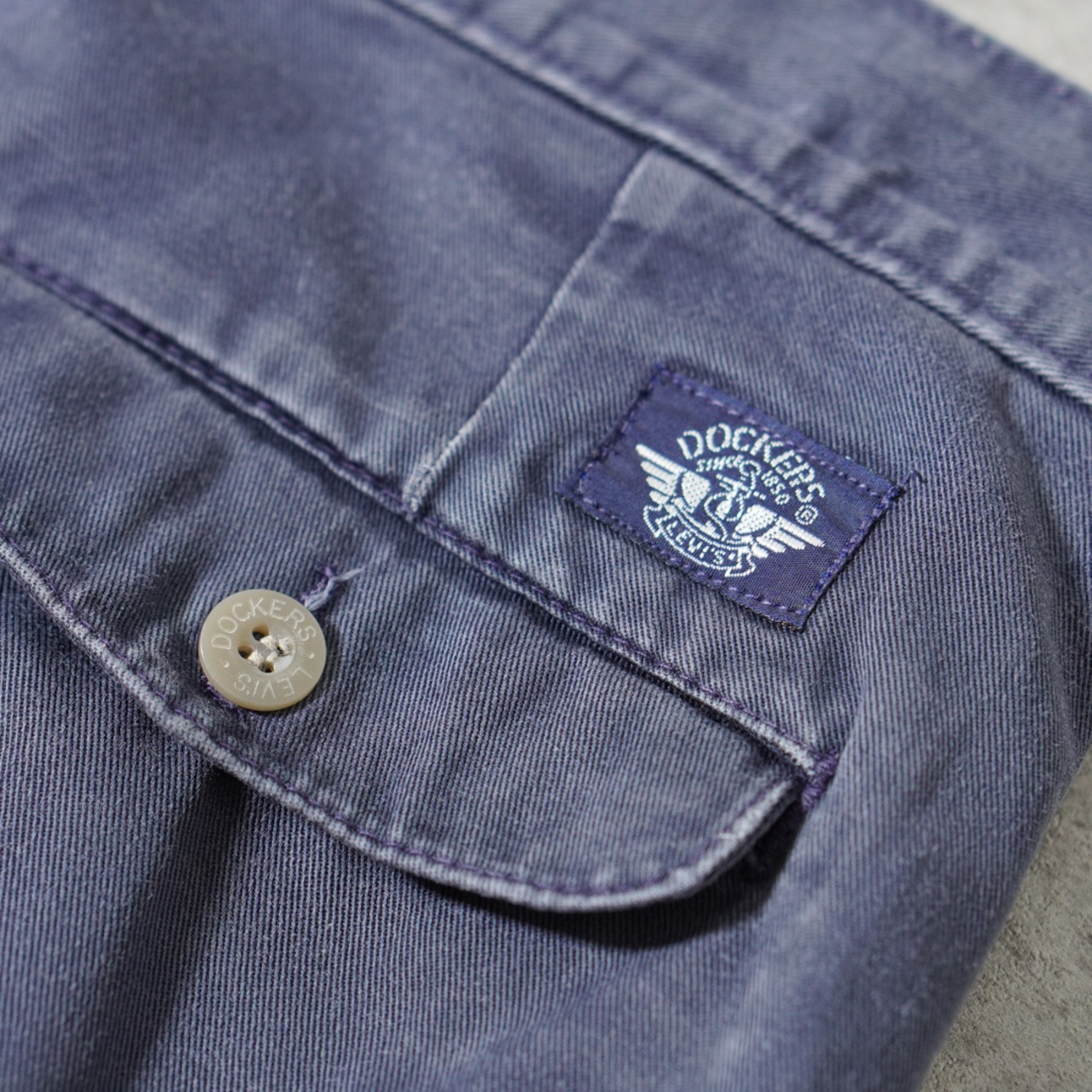 90s DOCKERS CHINO TROUSERS "made in USA" navy [W35L32相当] 古着 - 12