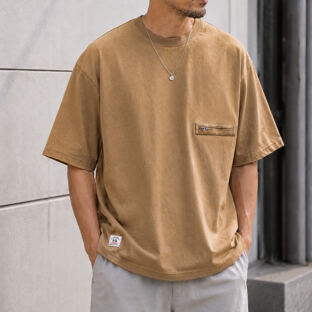 【H0364】Round Neck Oversized Short Sleeve T-Shirt / 2color