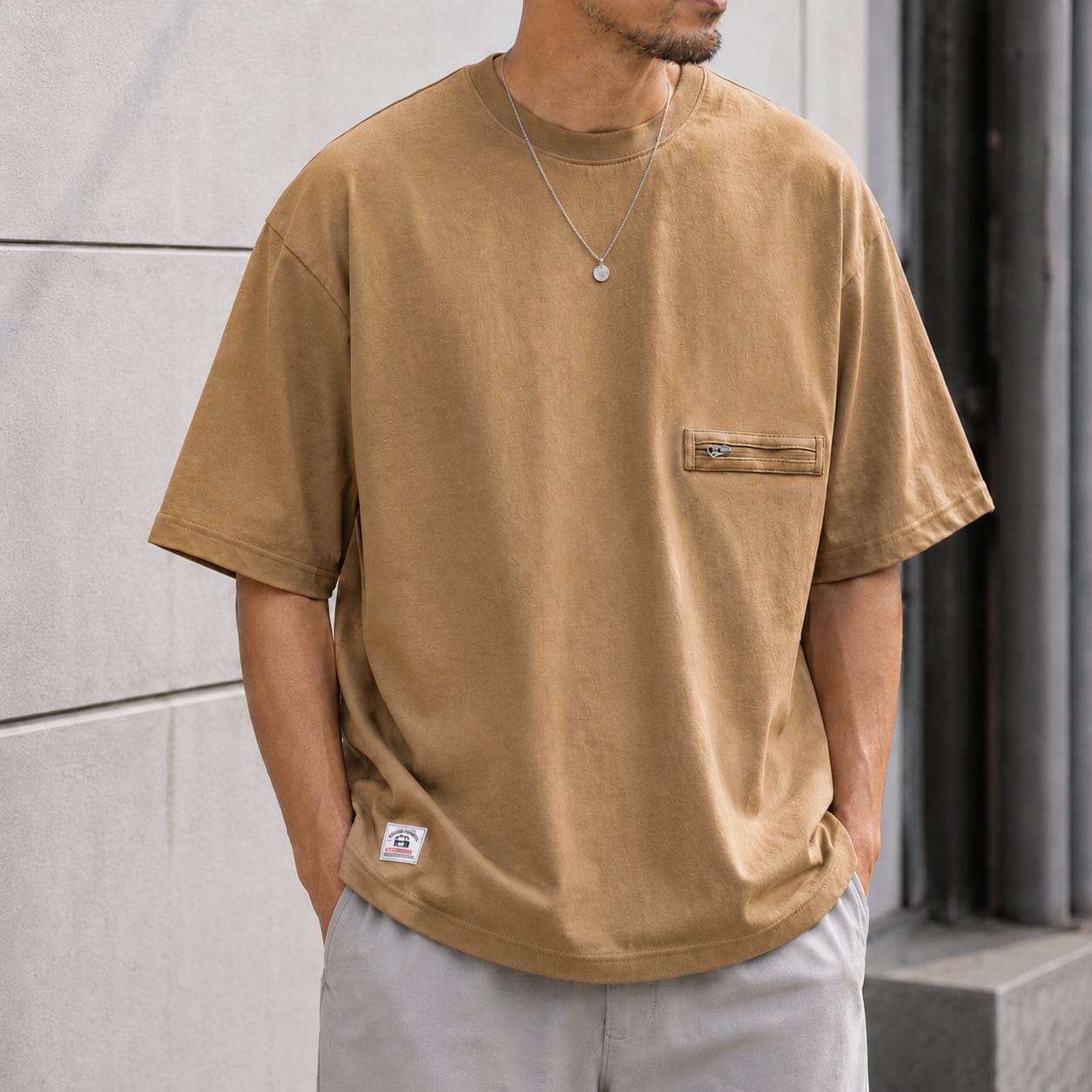 【H0364】Round Neck Oversized Short Sleeve T-Shirt / 2color