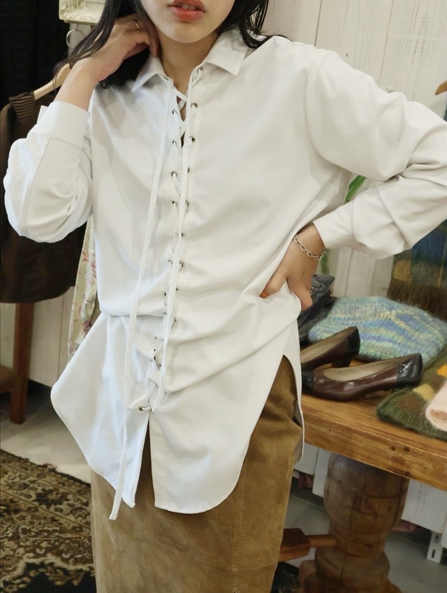 lace up design shirt【1828】