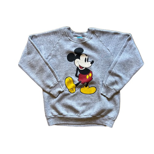 80's Mickey Mouse Raglan Sweat Gray M ¥11,800+tax