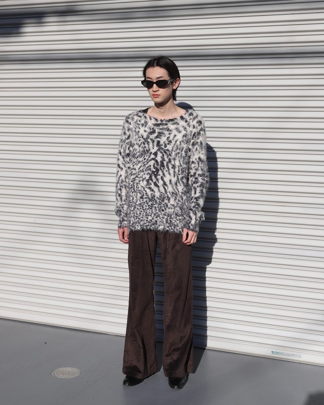 corduroy wide stitch semi-flare pants