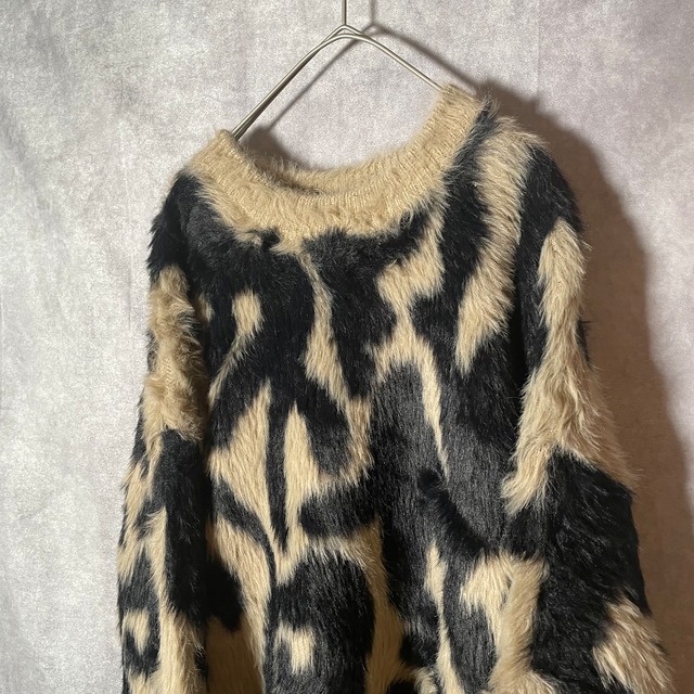 over far knit beige×black