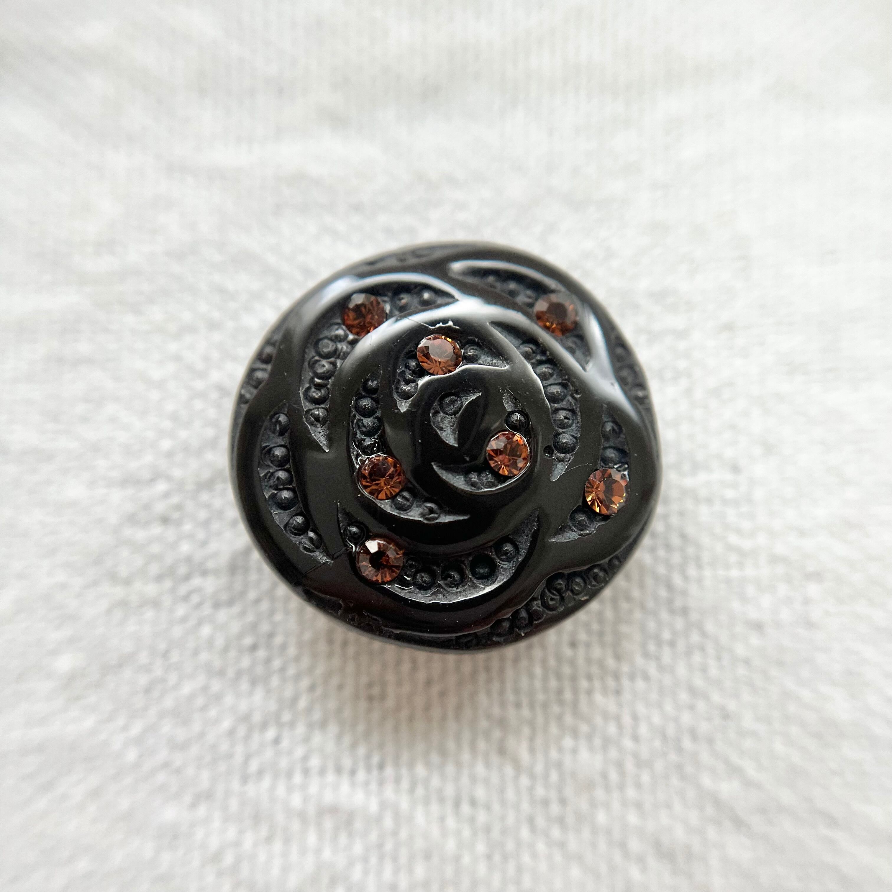 ブラックローズ オレンジラインストーン 20.5mm