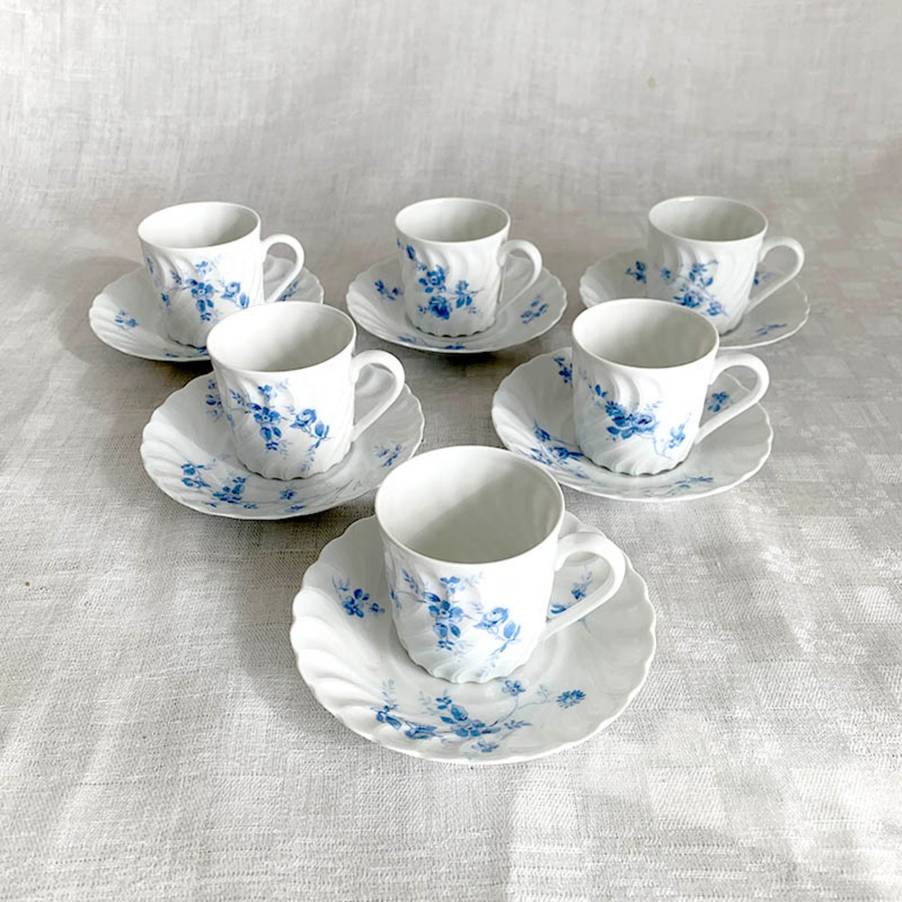 リモージュ Tharaud コーヒーカップ ソーサー ブルー花模様