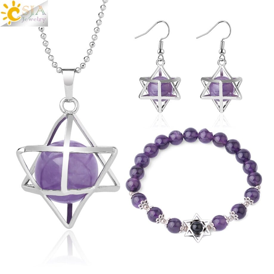紫水晶ネックレス・イヤリングセット