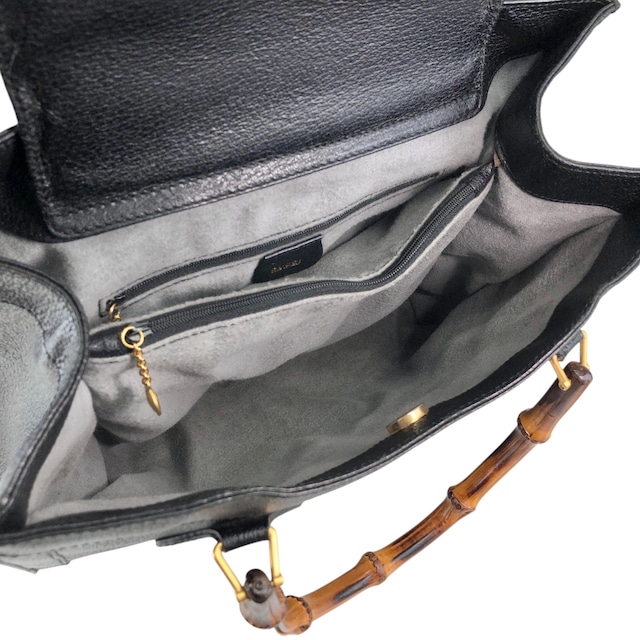 GUCCI グッチ ハンドバッグ ブラック バンブー レザー 002・1095・0260 vintage ヴィンテージ オールド spzj7v