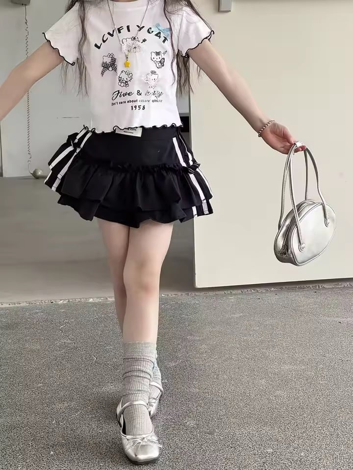 ウエストタグティアードミニスカート