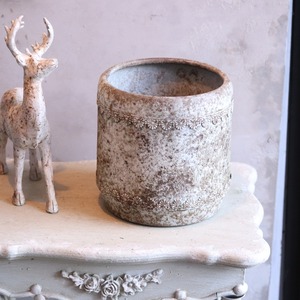 mondimanche ブリキ植木鉢　ラダンテルポットSGY　UF 523|寄植えにオススメのシャビーシックな鉢　お玄関がオシャレに変わります