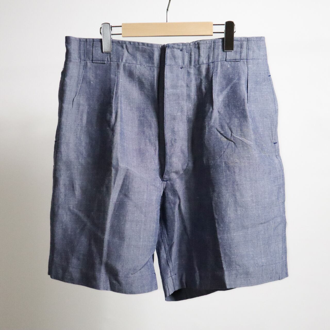 DEADSTOCK】50s FRENCH NAVY LINEN SHORTS フランス軍 海軍 リネン