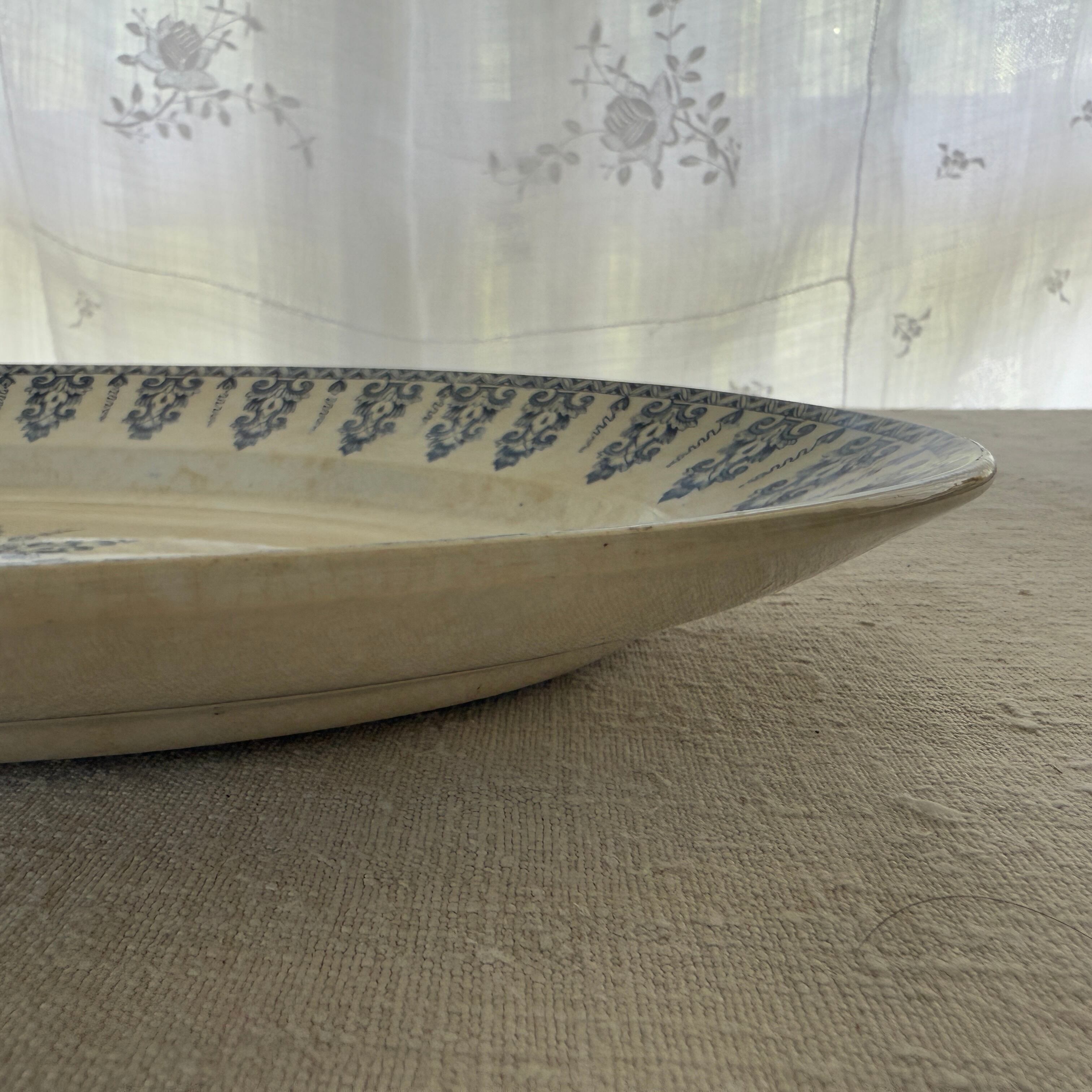 French Large Oval Plate By Gien/フランスジアン窯の大きなオーバル
