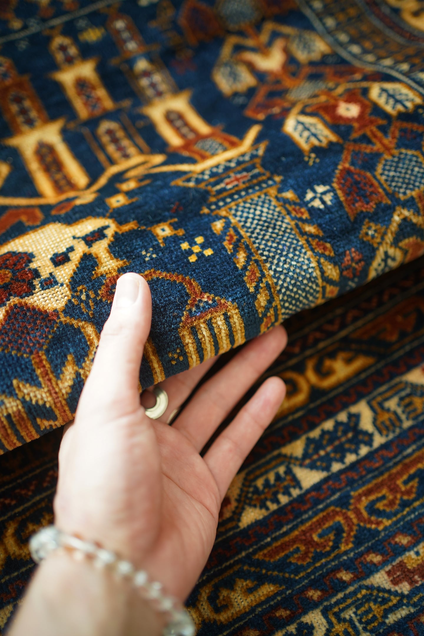 687】Vintage Afghan Turkmen Ali khoja rug 1970's | ヴィンテージ
