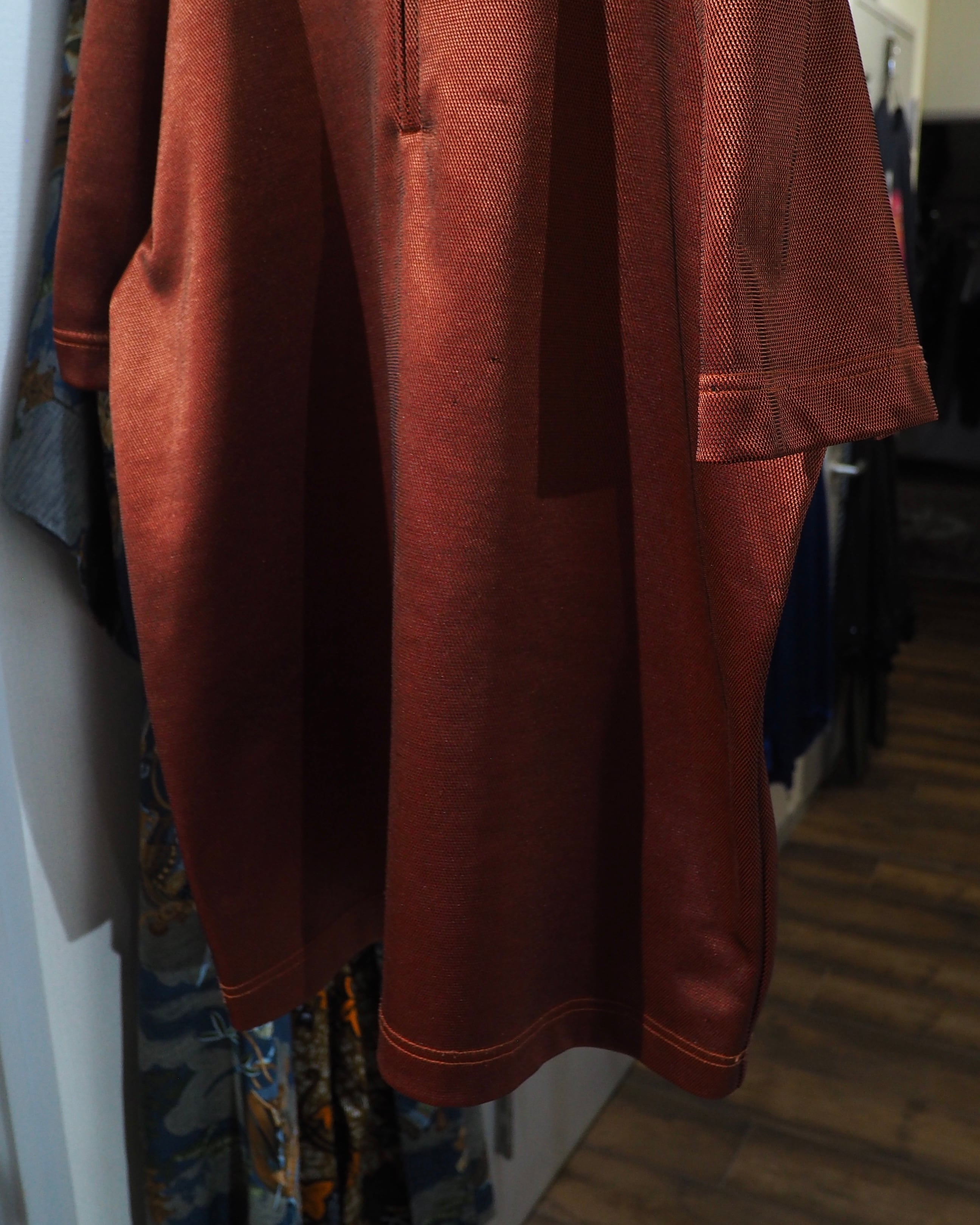 1990s " Paul Smith " Glossy Blood Orange color vintage Half zip SS Polo shirt