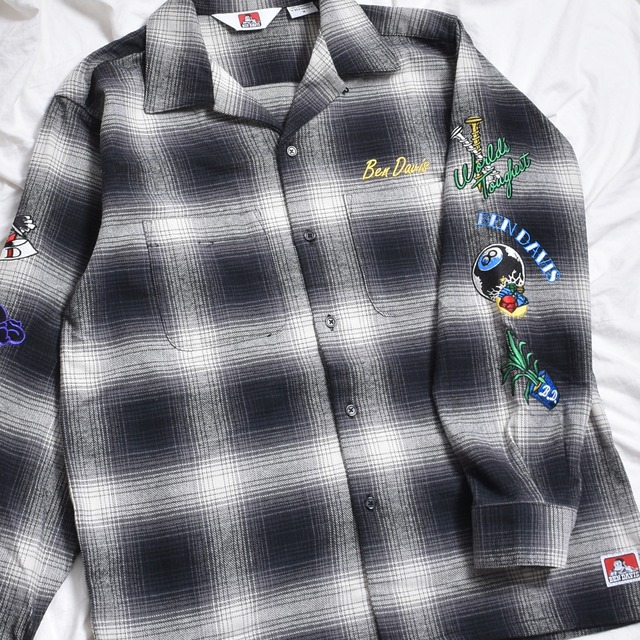 【50%OFF】BEN DAVIS★ステッチチェック柄シャツ(BLACK)