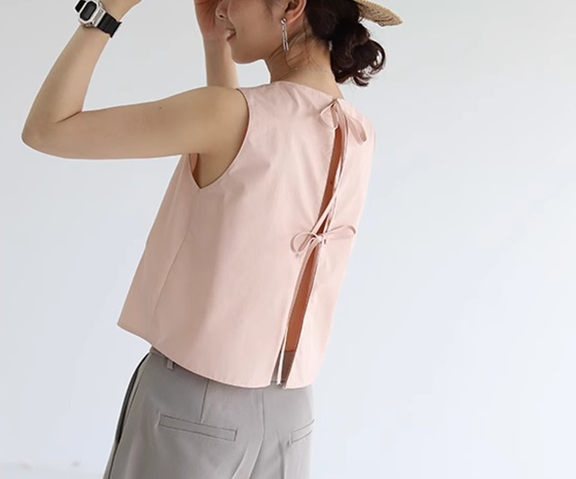 open back sleeveless shirt【2024012402】