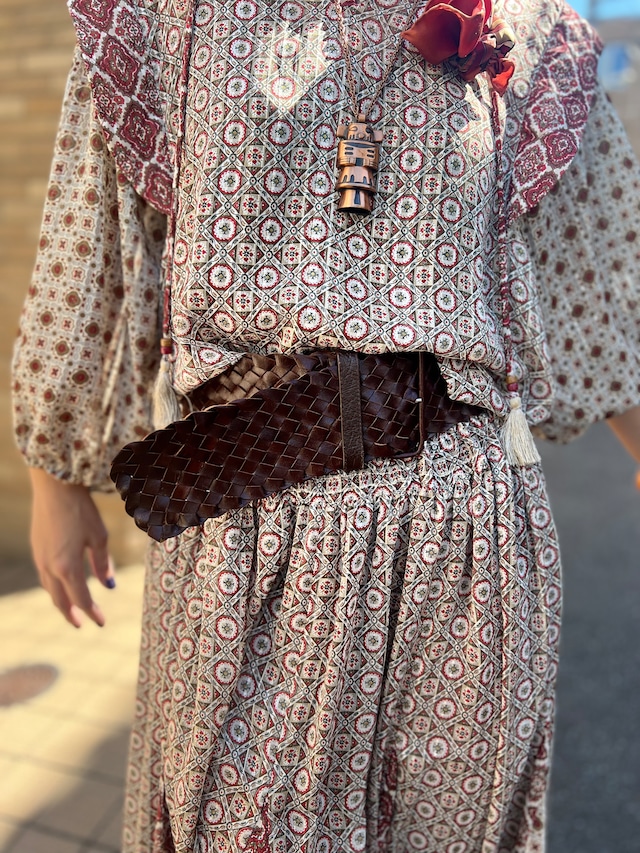 Vintage brown leather wide belt ( ヴィンテージ ブラウン レザー ワイド  ベルト )