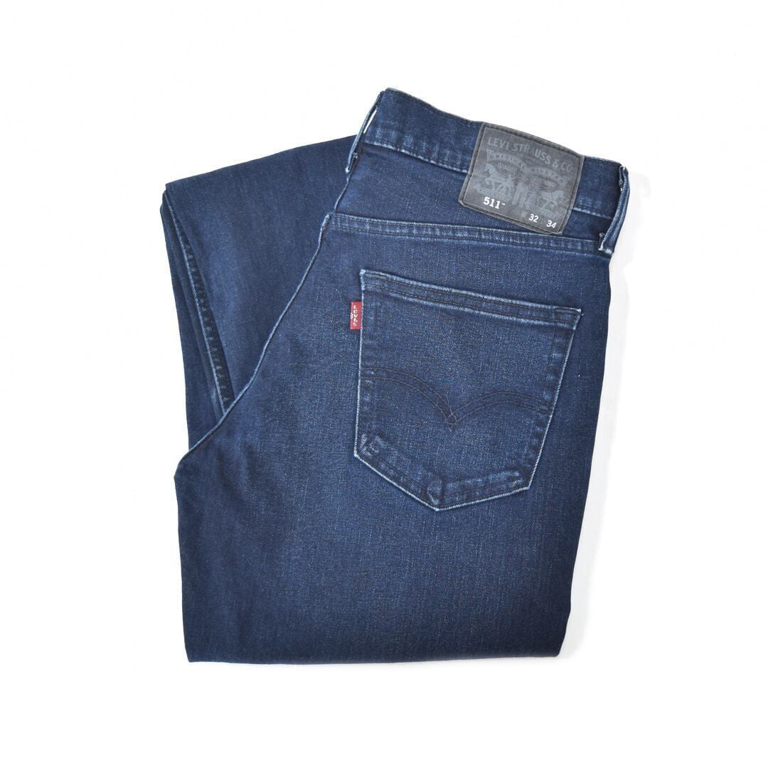 リーバイス 511 スキニー ジーンズ デニムパンツ ストレッチ ダークブルー Levis W32 古着 @EA0203