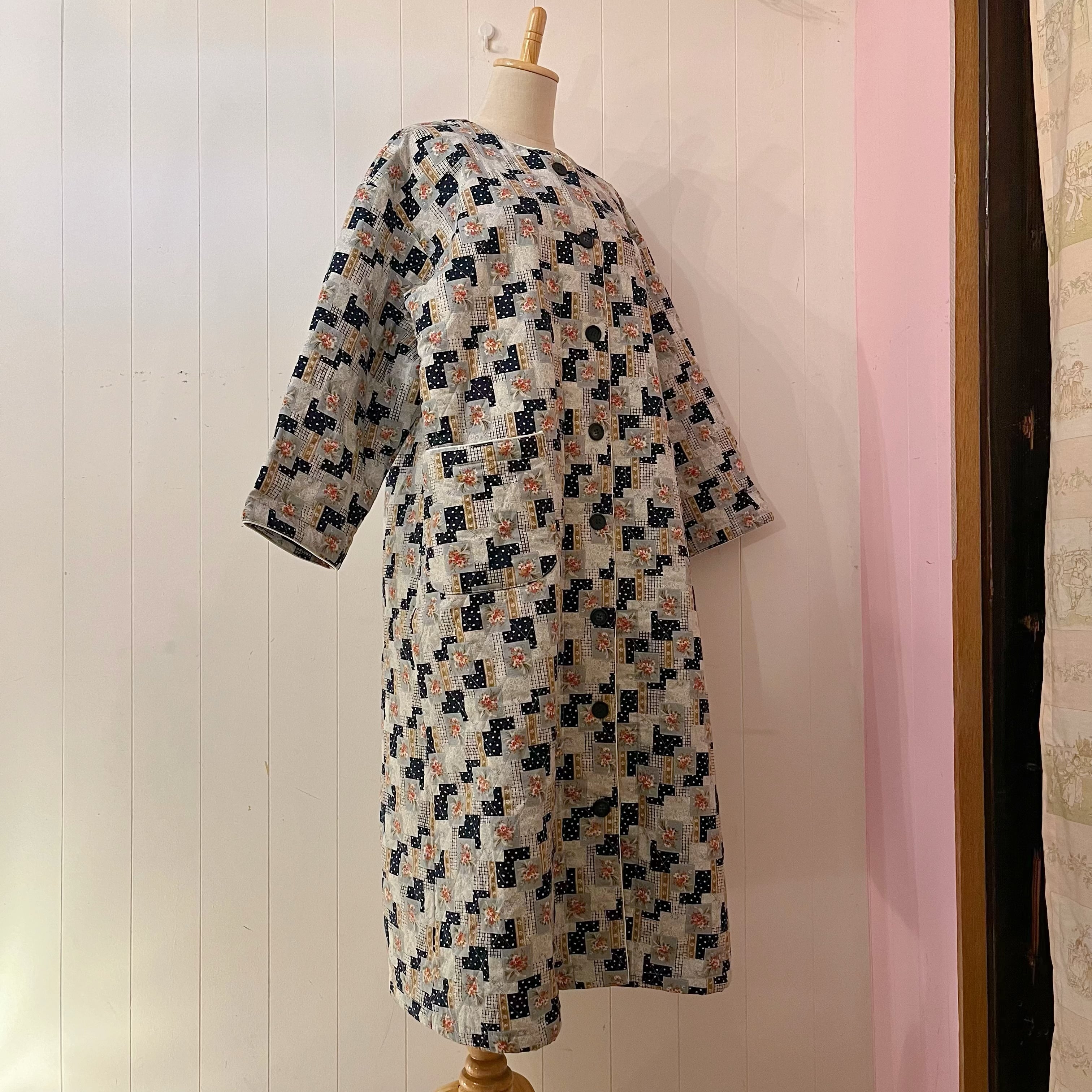 light blue flower quilting coat