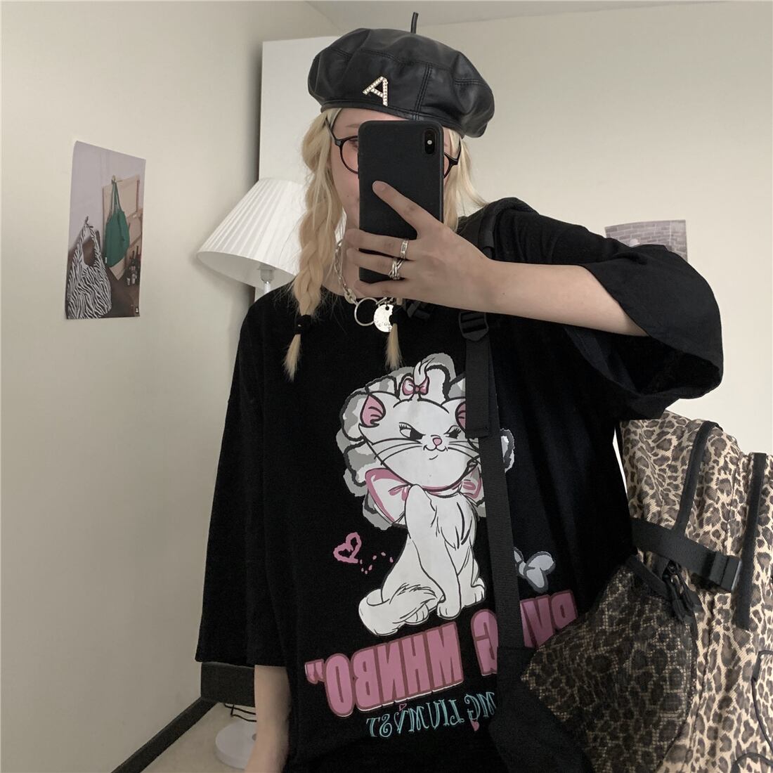 スタイルサマールーズプリント柄カジュアルTシャツ レディーストップス ストリート 大きめサイズ 夏物 ケッペル5102594848