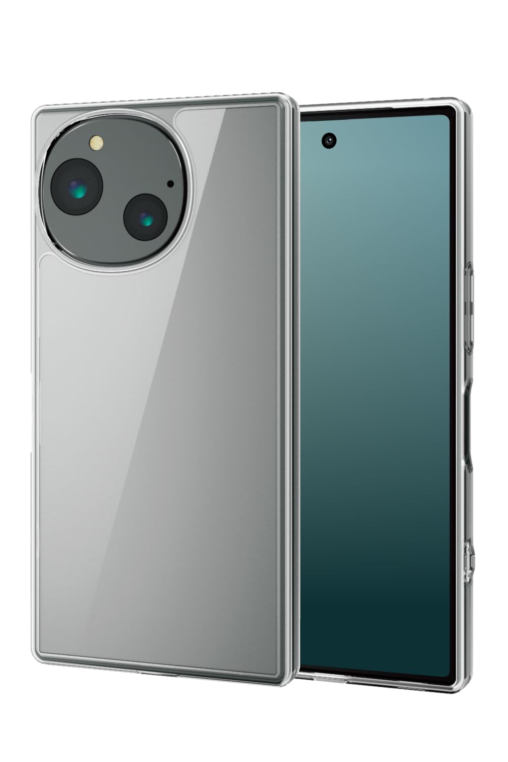 エレコム AQUOS R9 (SH-51E) ケース カバー 透明 耐衝撃 衝撃吸収 ハイブリッド TPU ストラップホール付き 硬度 5H 傷がつきにくい キズ エアークッション カメラ保護 クリア PM-S242HVCKCR