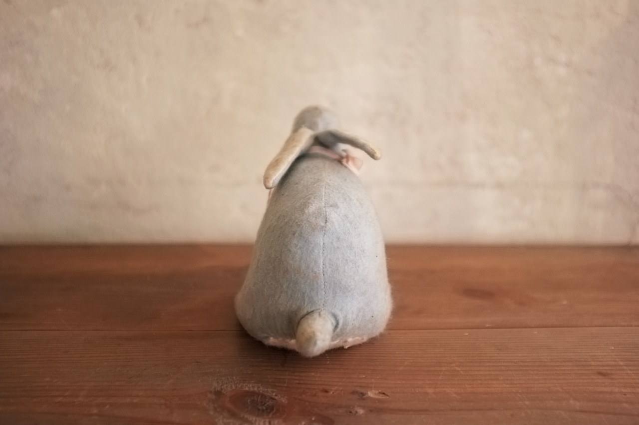 フランス 青いうさぎさんと薔薇色のリボンb ドール アンティーク