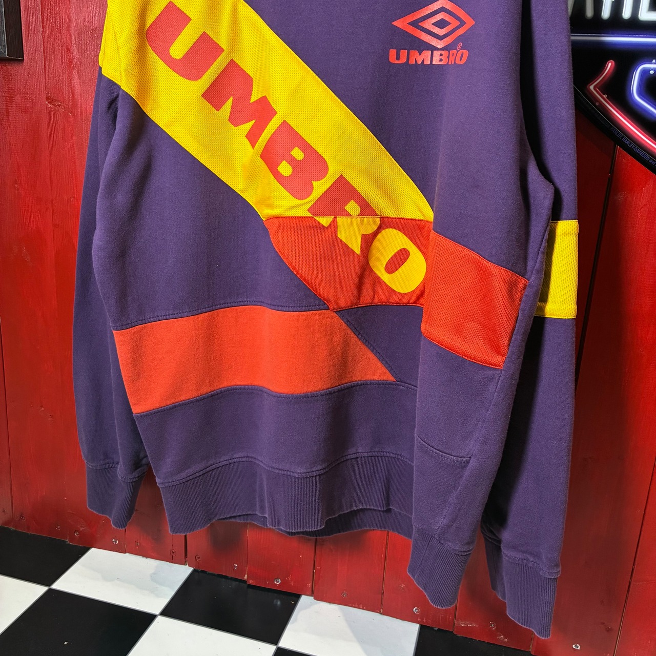 90s〜00s UMBRO 切り替えスウェット パープル × イエロー × オレンジ アンブロ